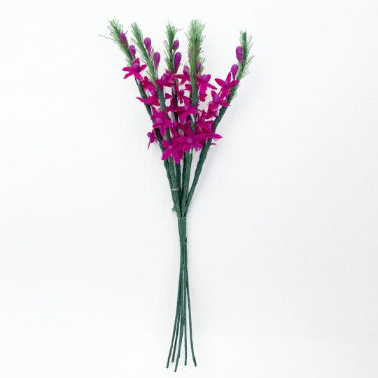 6 Tiny Magenta Fabric Flower Stems ~ Austria